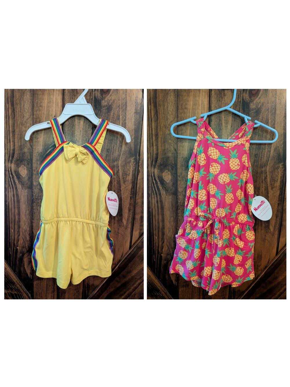 NWT Nannette Kids bundle of 2 sz 3t rompers yellow pink pineapples summer
